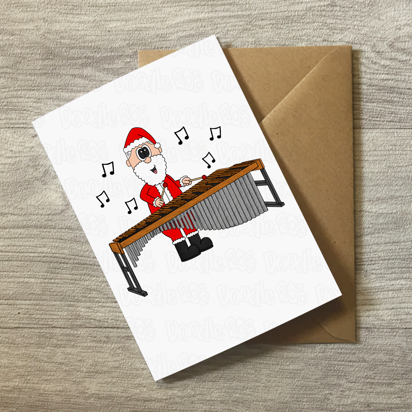 Marimba Christmas Card - Santa Playing Marimba - Percussionist Xmas Card