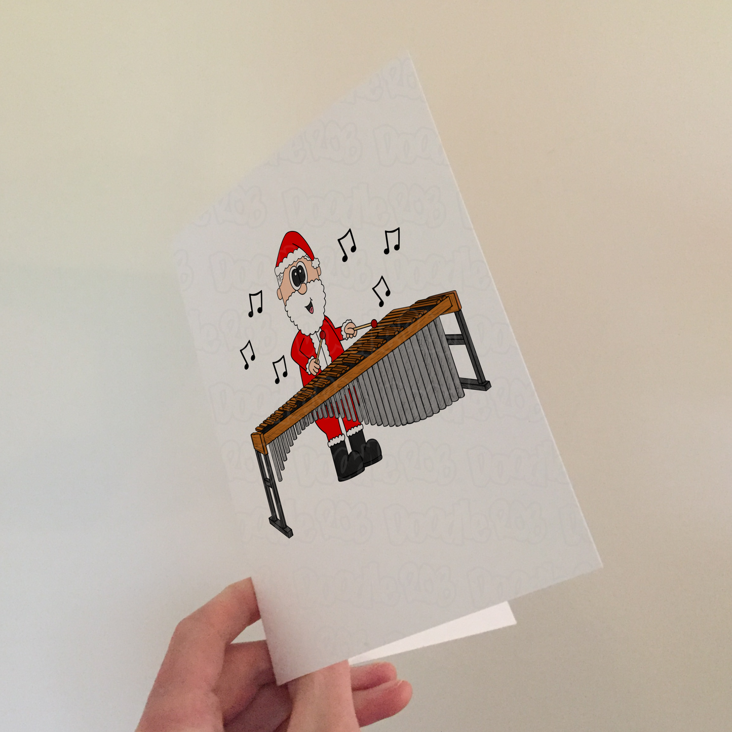 Marimba Christmas Card - Santa Playing Marimba - Percussionist Xmas Card