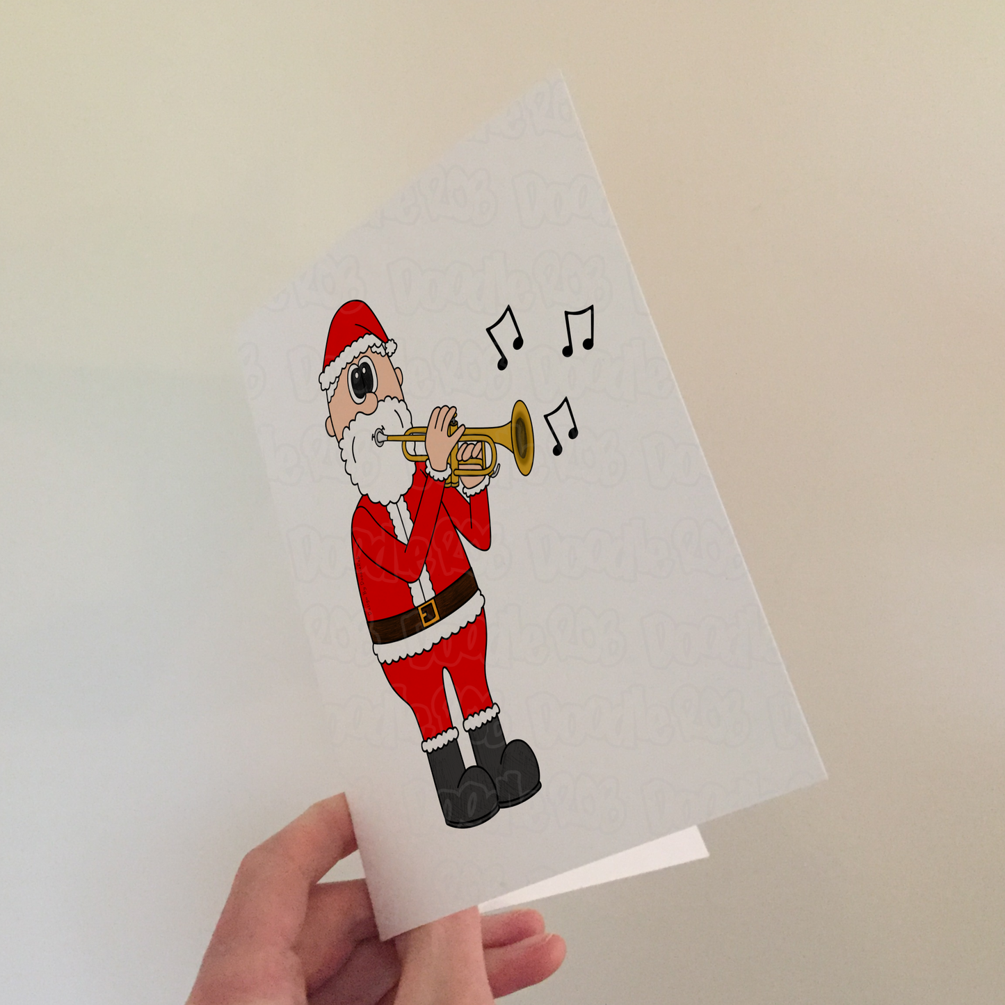 Santa Playing Trumpet Christmas Card - Trumpeter Brass Musician Xmas Card