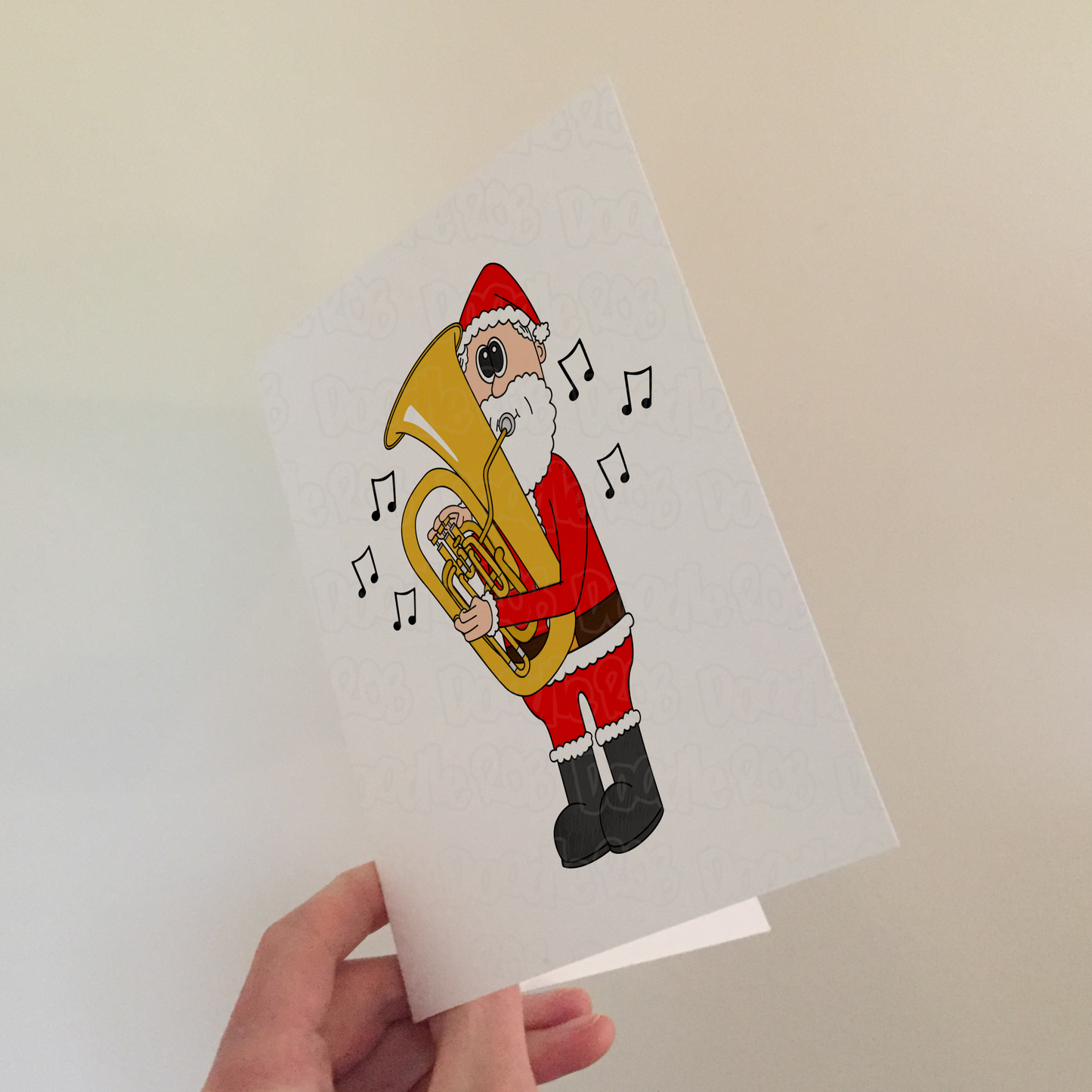 Santa Playing Tuba Christmas Card - Tubaist Xmas Card - Brass Musician Christmas Card