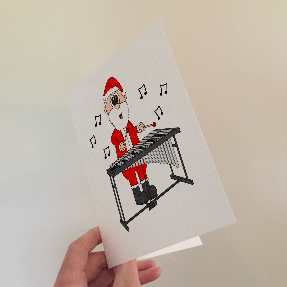 Vibraphone Christmas Card - Santa Playing Vibraphone - Percussionist Xmas Card