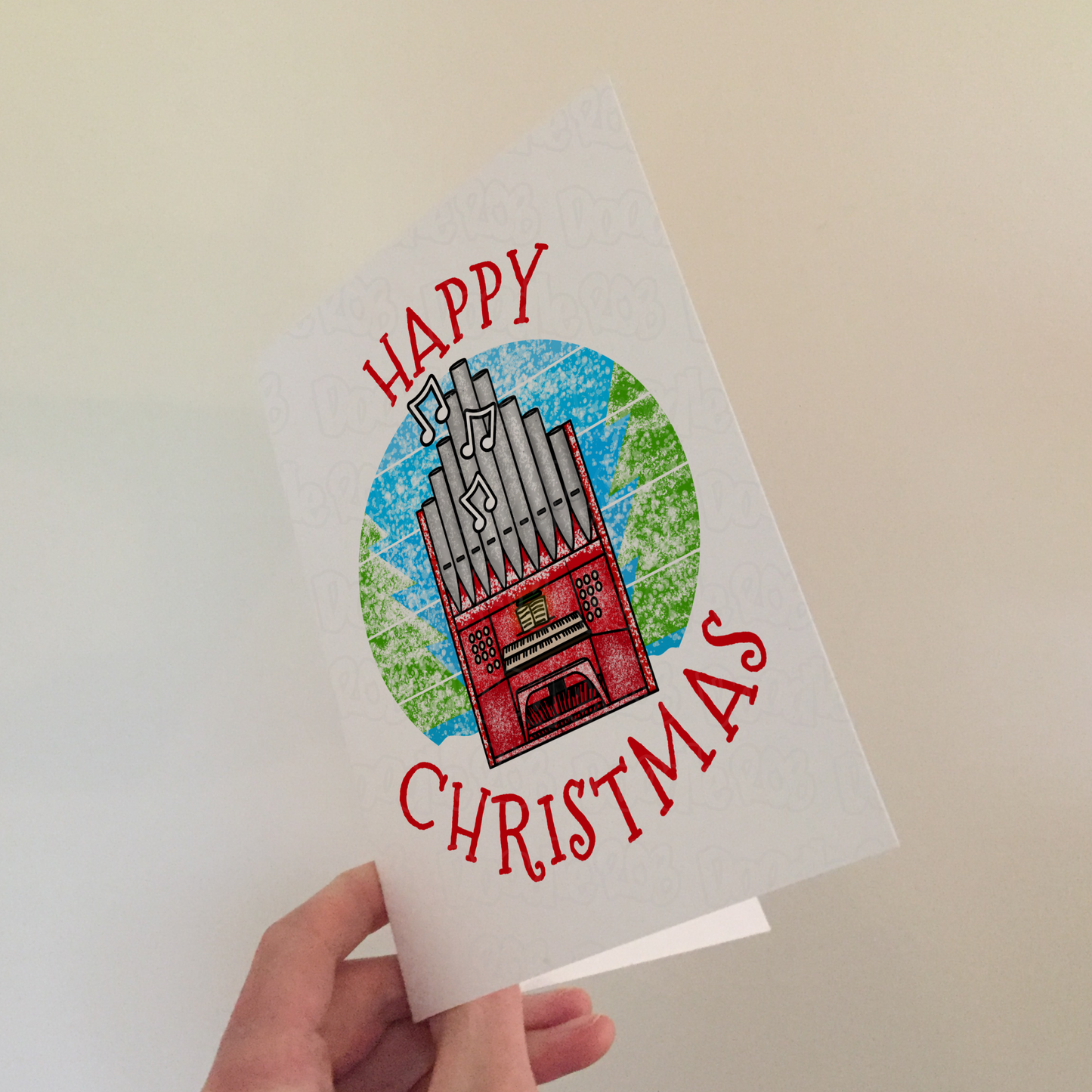 Organist Christmas Card (Snow) - Church Organ Xmas Card - Organ Teacher Christmas Card