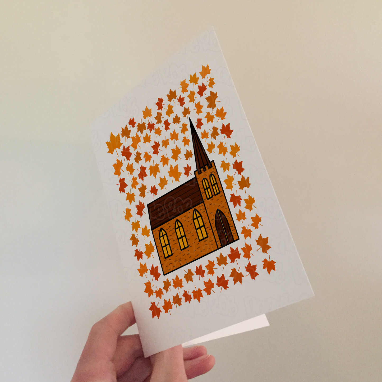 Church Autumn Greeting Card (Leaves) - Christian Minister Card - October Birthday Card For Christian