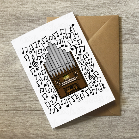 Organist Greeting Card (Musical Notes) - Church Organ Birthday Card - Organ Teacher Card