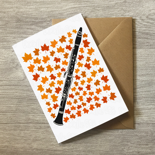 Clarinet Autumn Greeting Card - Clarinetist Woodwind Musician Card