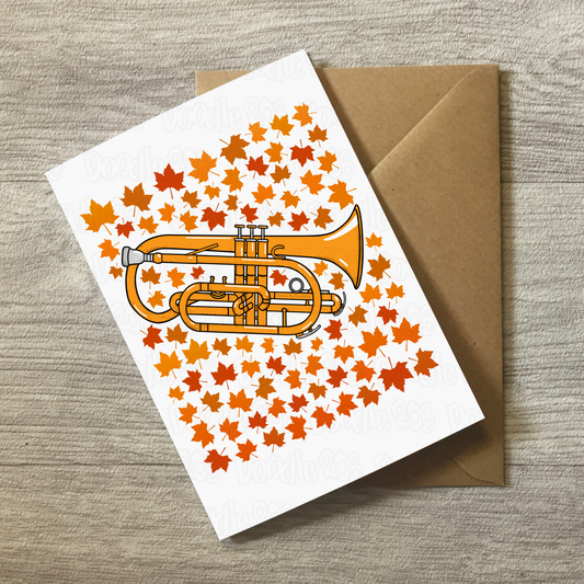 Cornet Autumn Greeting Card - Cornetist Brass Musician Card