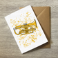 Cornet Greeting Card (Paint Splatter) - Cornetist Birthday Card - Brass Musician Card