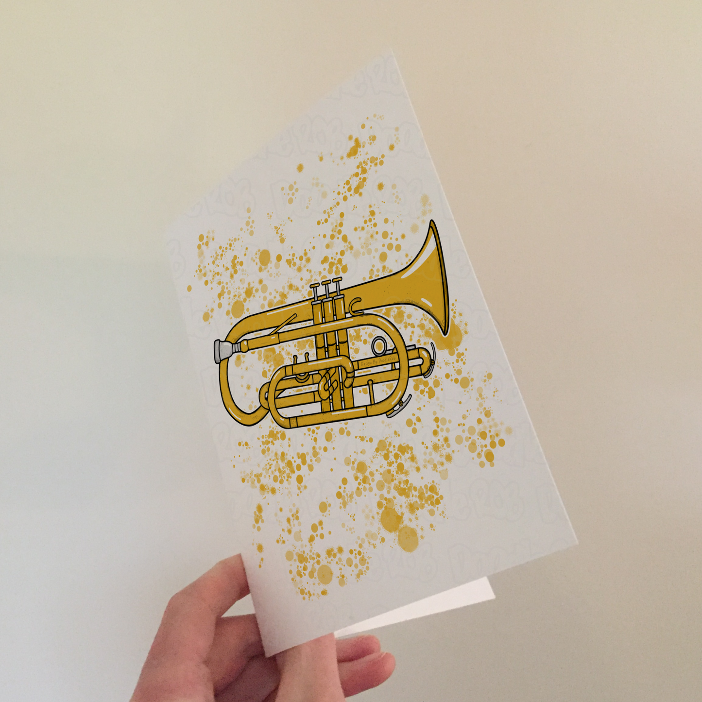Cornet Greeting Card (Paint Splatter) - Cornetist Birthday Card - Brass Musician Card