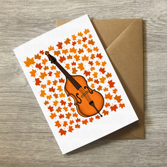 Double Bass Autumn Greeting Card - Bassist String Musician Card