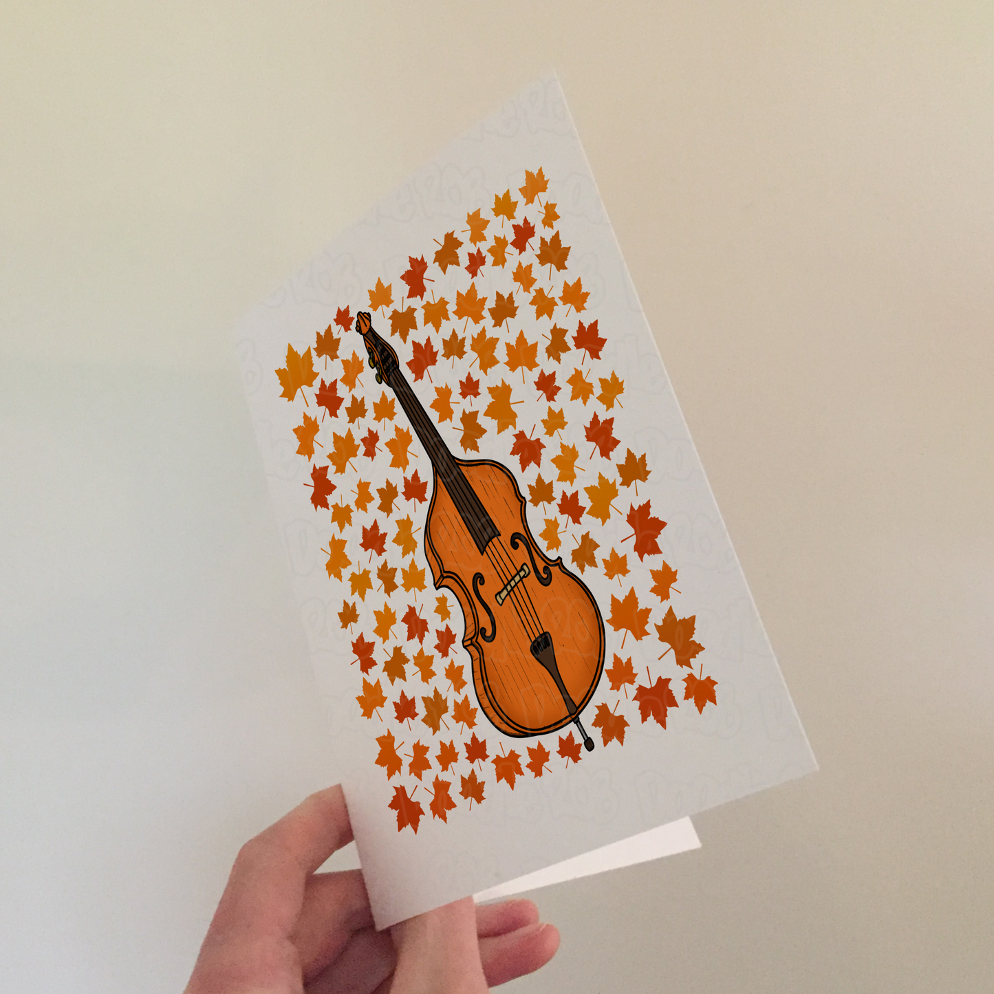 Double Bass Autumn Greeting Card - Bassist String Musician Card
