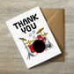 Drummer Thank You Card - Percussionist Musician - Card For Music Teacher