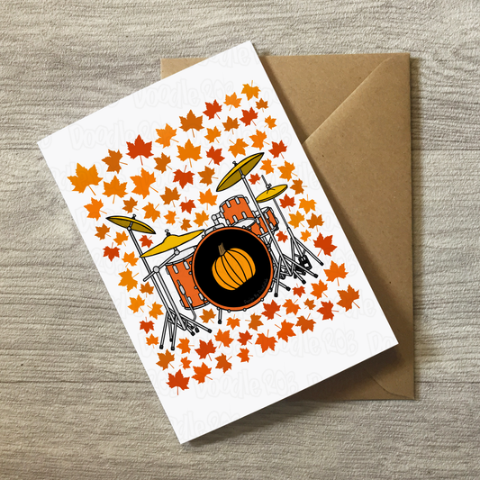 Drummer Autumn Greeting Card - Drummer Percussionist Musician Card
