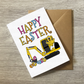 Easter Digger Card - Easter Chick Driving Digger - Kids Easter Card