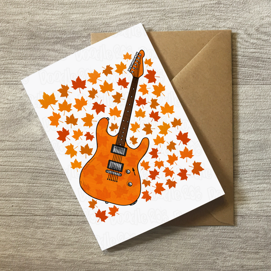 Electric Guitar Autumn Greeting Card - Guitarist Musician Card