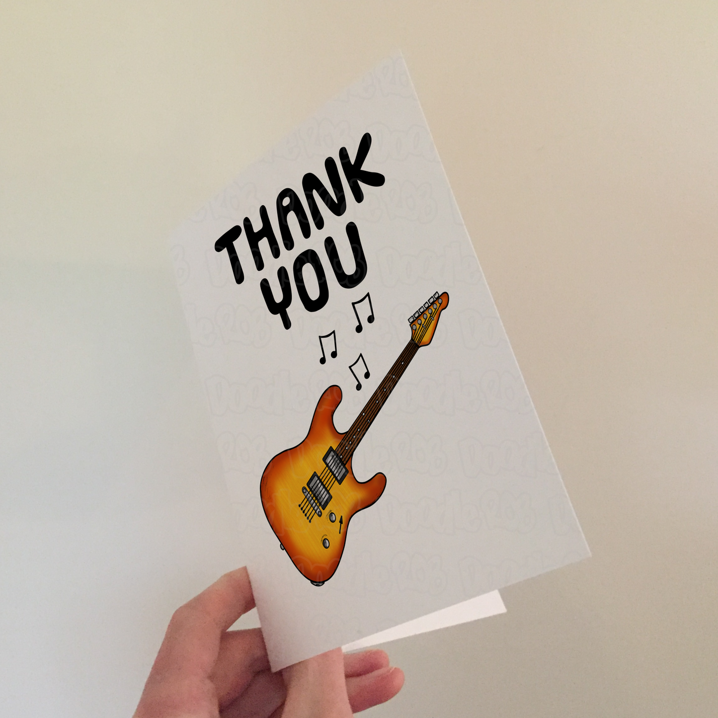 Electric Guitar Thank You Card - Guitarist Musician - Card For Music Teacher