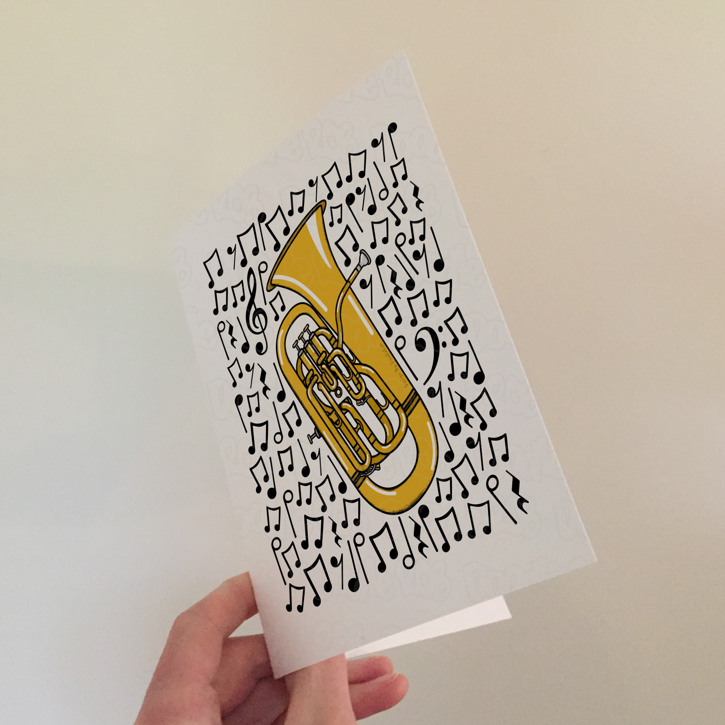 Euphonium Greeting Card (Musical Notes) - Euphoniumist Birthday Card - Brass Musician Card