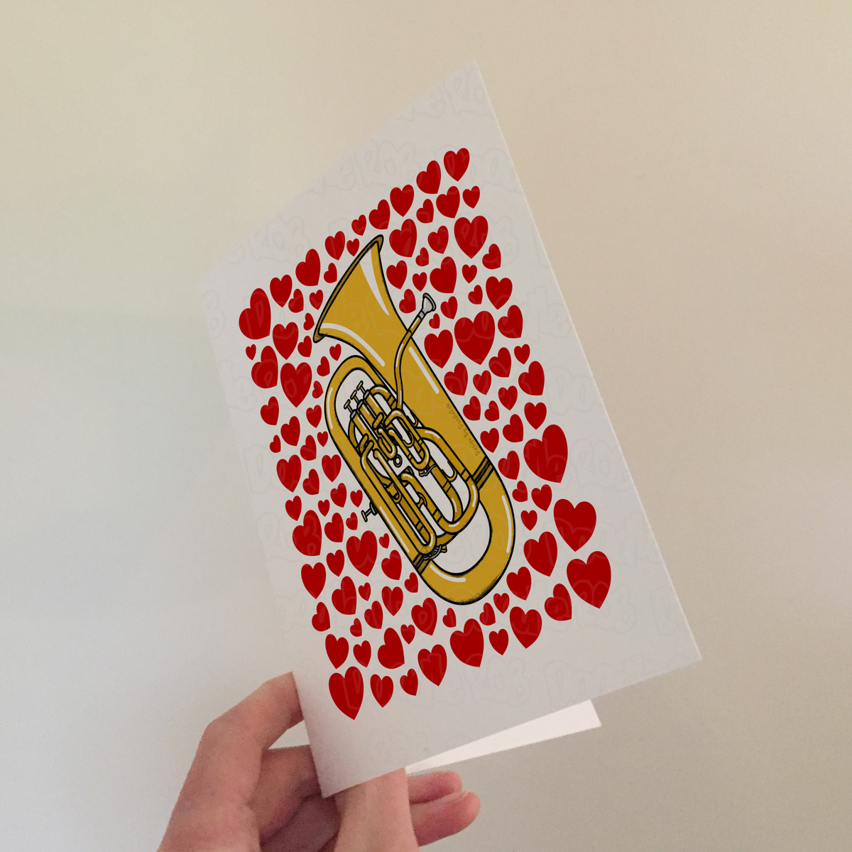 Euphonium With Hearts Greeting Card - Euphoniumist Musician Valentines Anniversary Card