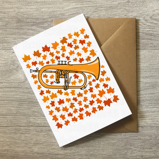 Flugelhorn Autumn Greeting Card - Horn Player Brass Musician Card