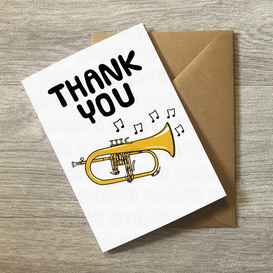 Flugelhorn Thank You Card - Brass Musician - Card For Music Teacher