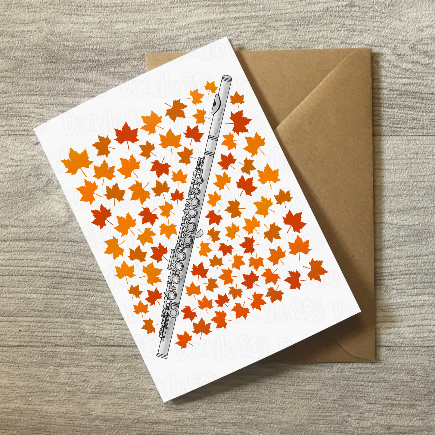 Flute Autumn Greeting Card - Flautist Woodwind Musician Card