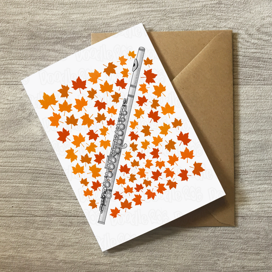 Flute Autumn Greeting Card - Flautist Woodwind Musician Card