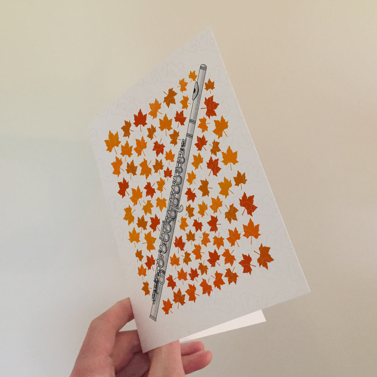 Flute Autumn Greeting Card - Flautist Woodwind Musician Card