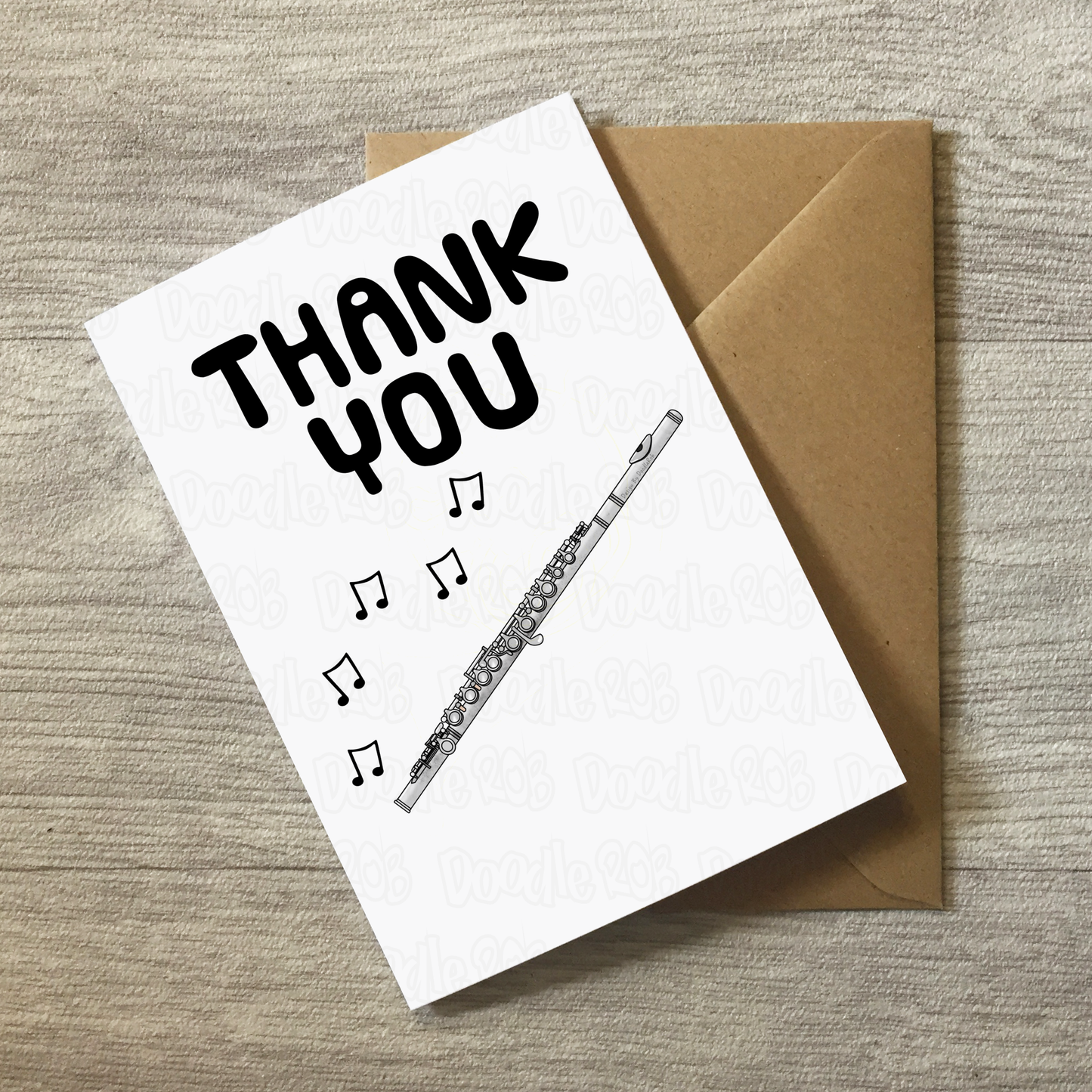 Flute Thank You Card - Flautist Woodwind Musician - Card For Music Teacher