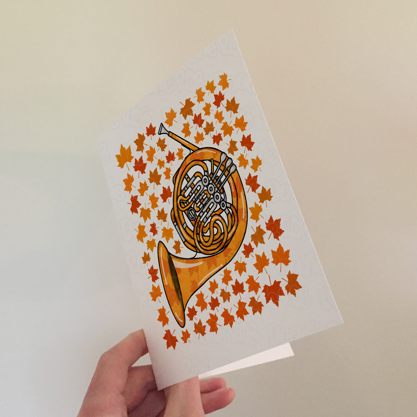 French Horn Autumn Greeting Card - Horn Player Brass Musician Card
