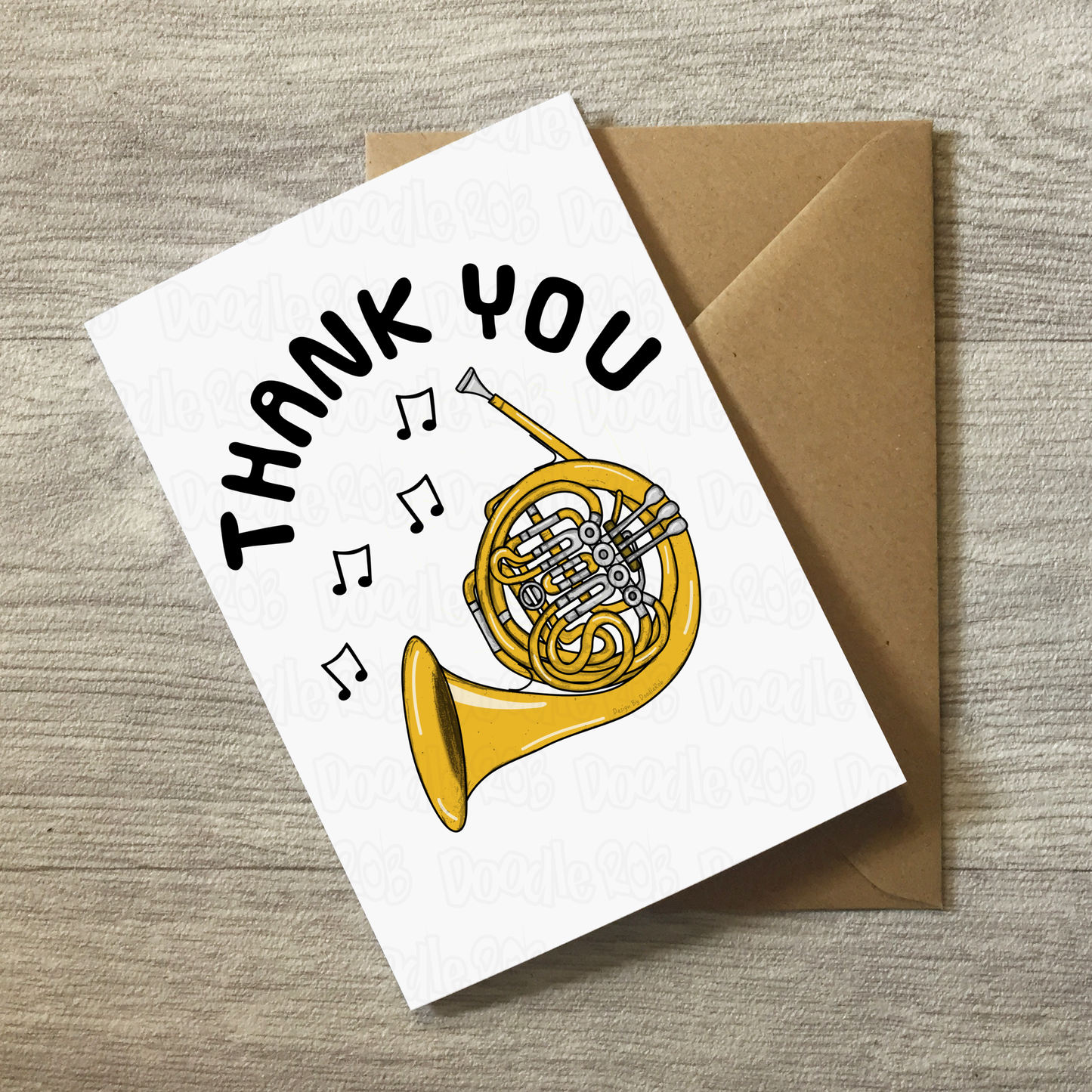 French Horn Thank You Card - Brass Musician - Card For Music Teacher