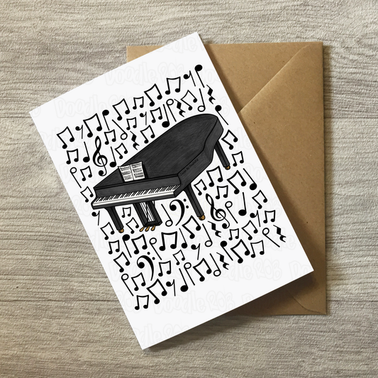 Grand Piano Greeting Card - Pianist Birthday Card - Piano Teacher Musician