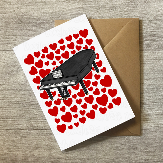 Grand Piano Greeting Card - Pianist Musician Valentines Anniversary Card