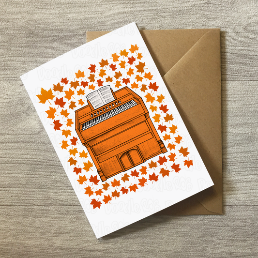 Harmonium Autumn Greeting Card - Church Organist Musician Card