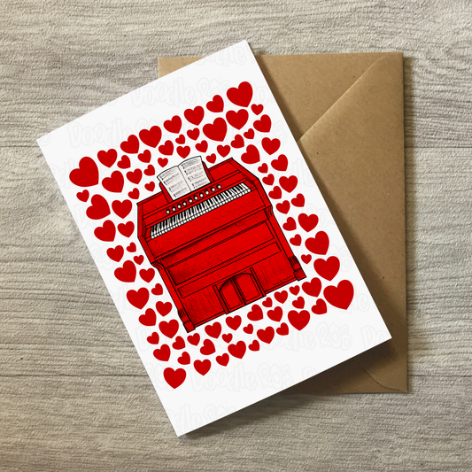 Harmonium With Hearts Greeting Card - Harmoniumist Musician Valentines Anniversary Card