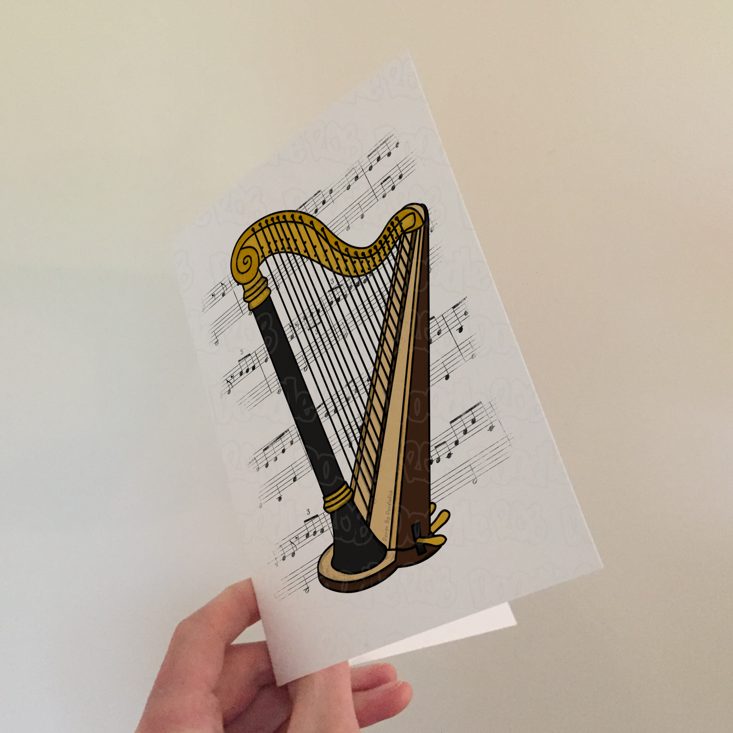 Harp Greeting Card (Colour) - Harpist Birthday Card - String Musician Card