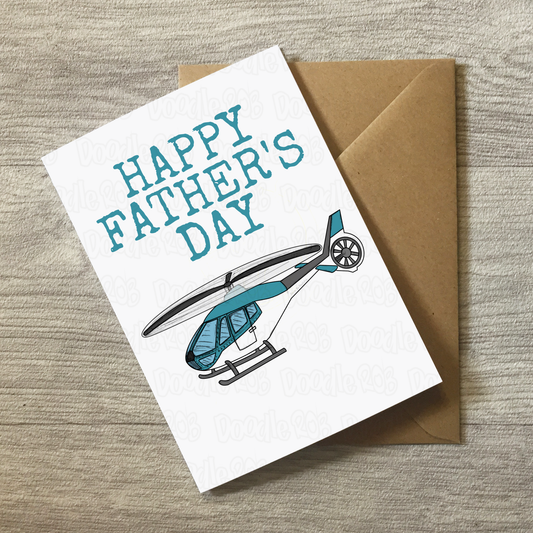 Helicopter Father's Day Card - Dad Pilot Aviation Enthusiast