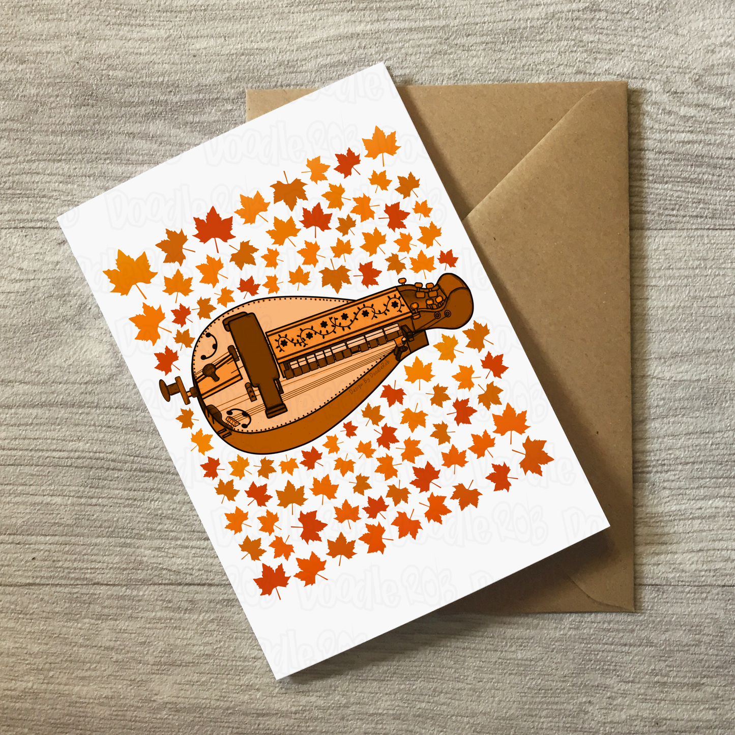 Hurdy Gurdy Autumn Greeting Card - Gurdist Folk Musician Card