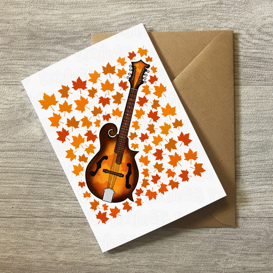 Mandolin Autumn Greeting Card - Mandolinist Folk Musician Card