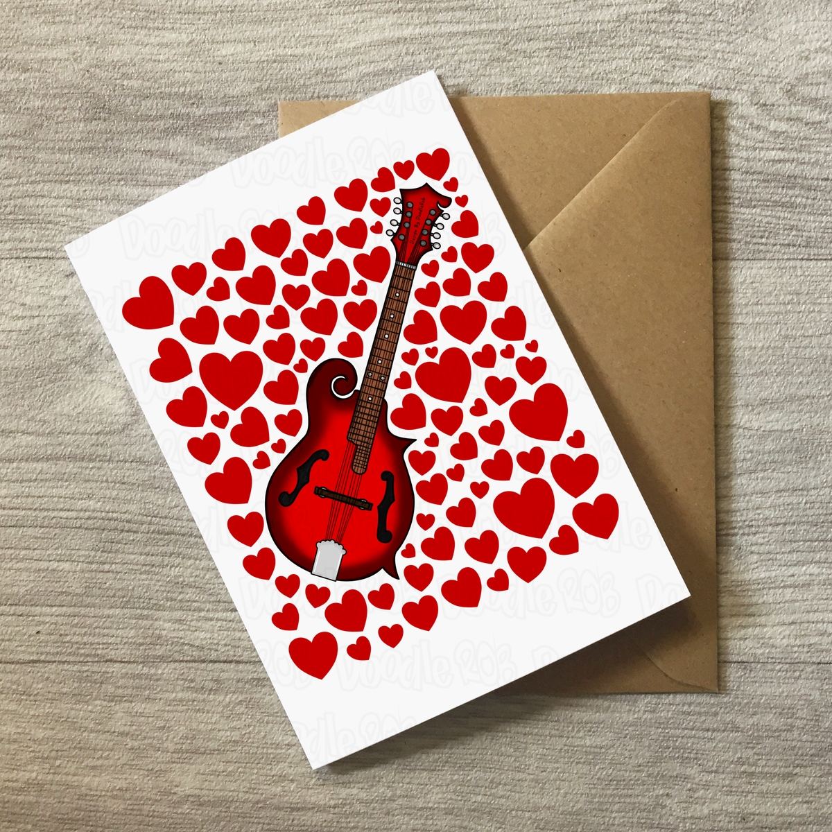 Mandolin With Hearts Greeting Card - Mandolinist Musician Musician Valentines Anniversary Card