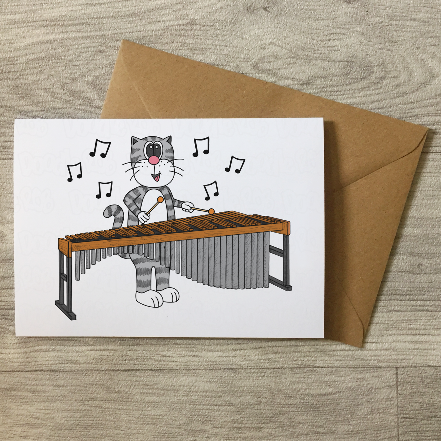 Cat Marimba Greeting Card - Percussionist Birthday Card - Funny Percussion Teacher Card