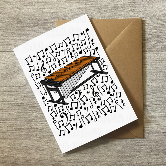 Marimba Greeting Card (Musical Notes) - Marimbist Birthday Card - Percussionist Card