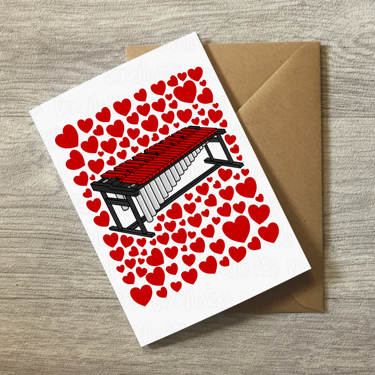 Marimba With Hearts Greeting Card - Marimbist Musician Valentines Anniversary Card