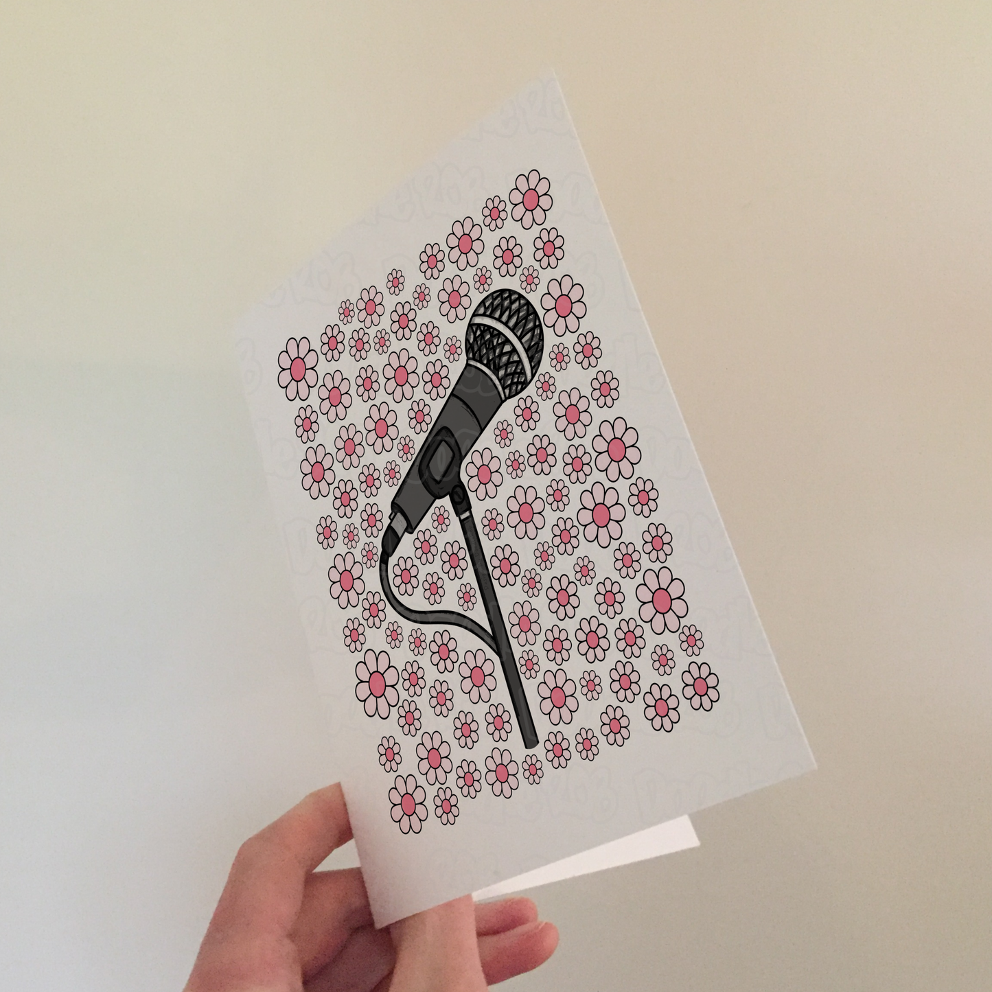 Singer Floral Greeting Card (Pink Flowers) - Female Vocalist - Musician Card For Girl