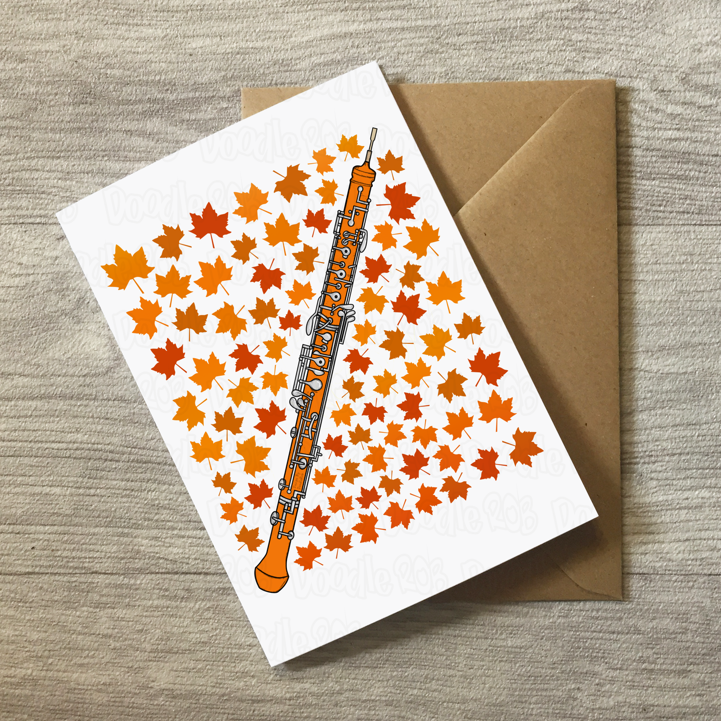 Oboe Autumn Greeting Card - Oboist Woodwind Musician Card