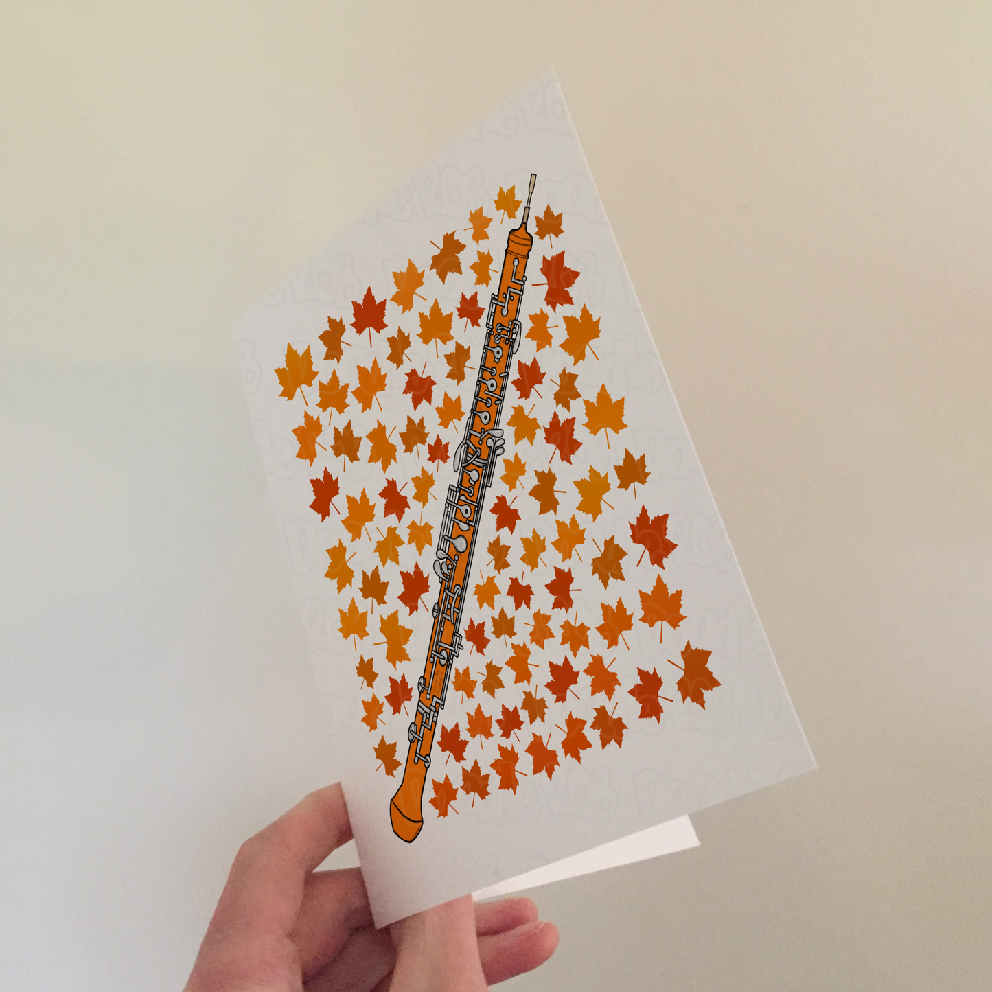 Oboe Autumn Greeting Card - Oboist Woodwind Musician Card