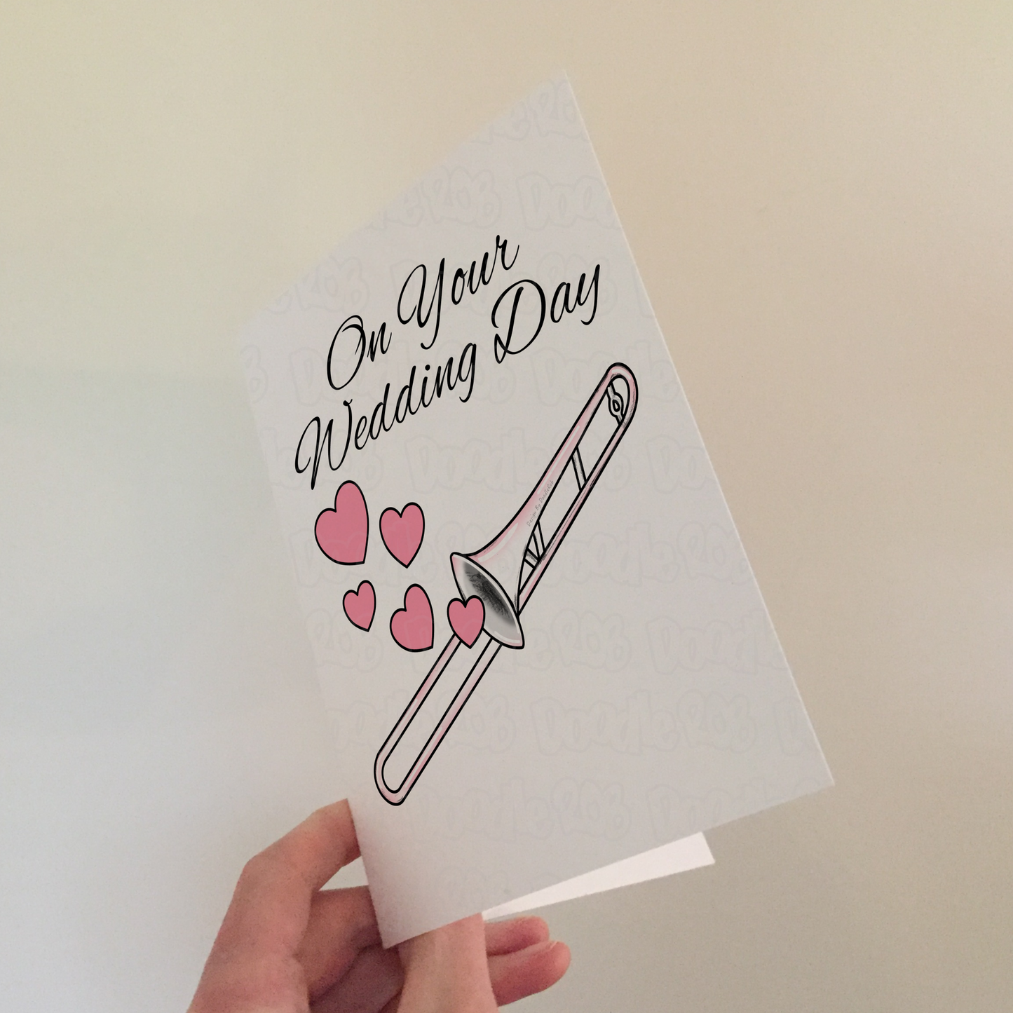 Trombone Wedding Card - On Your Wedding Day - Wedding Card For Musicians - Brass Musician Greeting Card