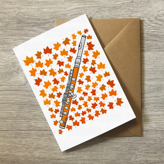 Piccolo Autumn Greeting Card - Piccoloist Woodwind Musician Card