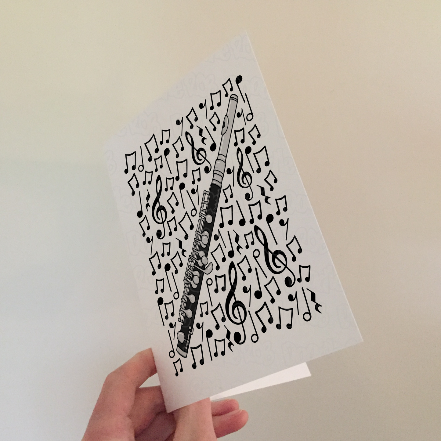 Piccolo Greeting Card (Musical Notes) - Piccoloist Birthday Card - Woodwind Musician Card