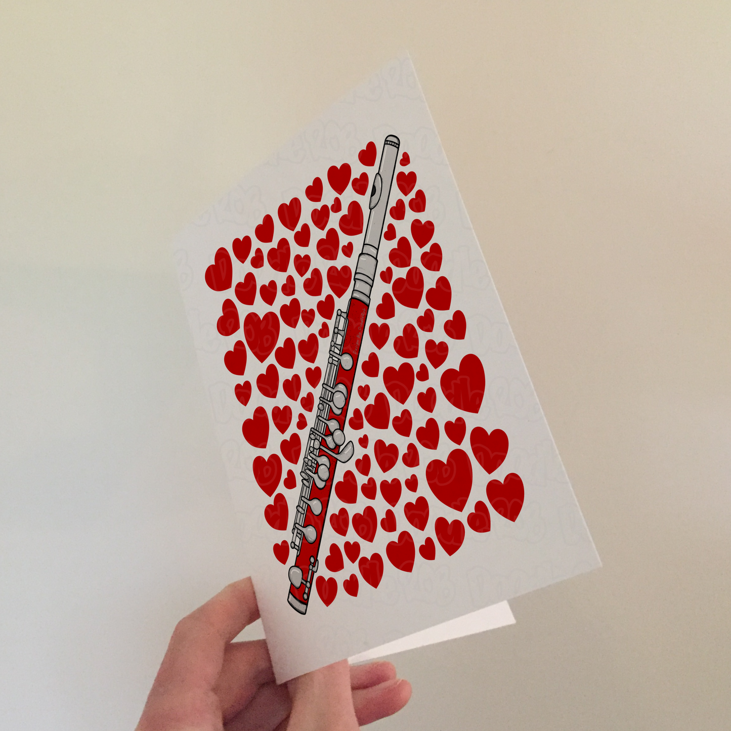 Piccolo With Hearts Greeting Card - Piccoloist Musician Valentines Anniversary Card