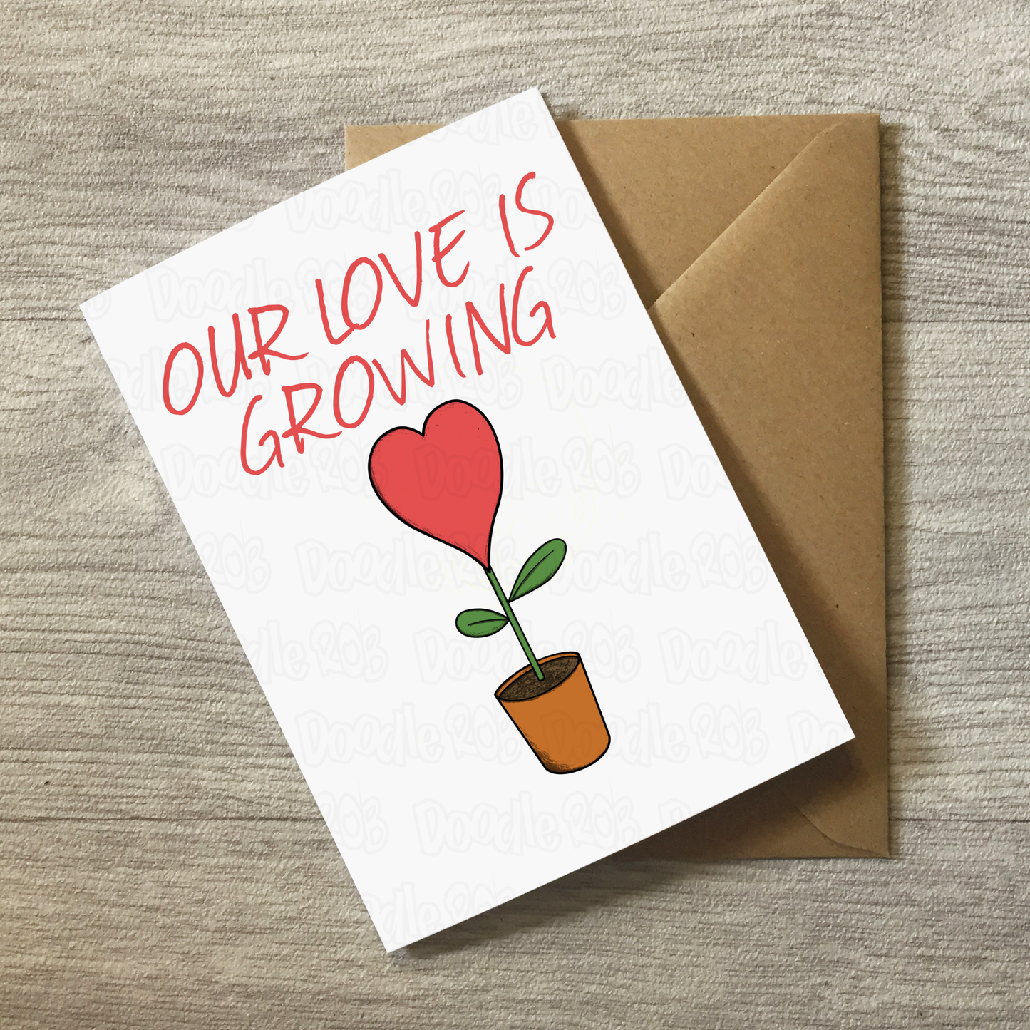 Romantic Gardening Greeting Card - Our Love Is Growing - Gardener Valentines Anniversary Card