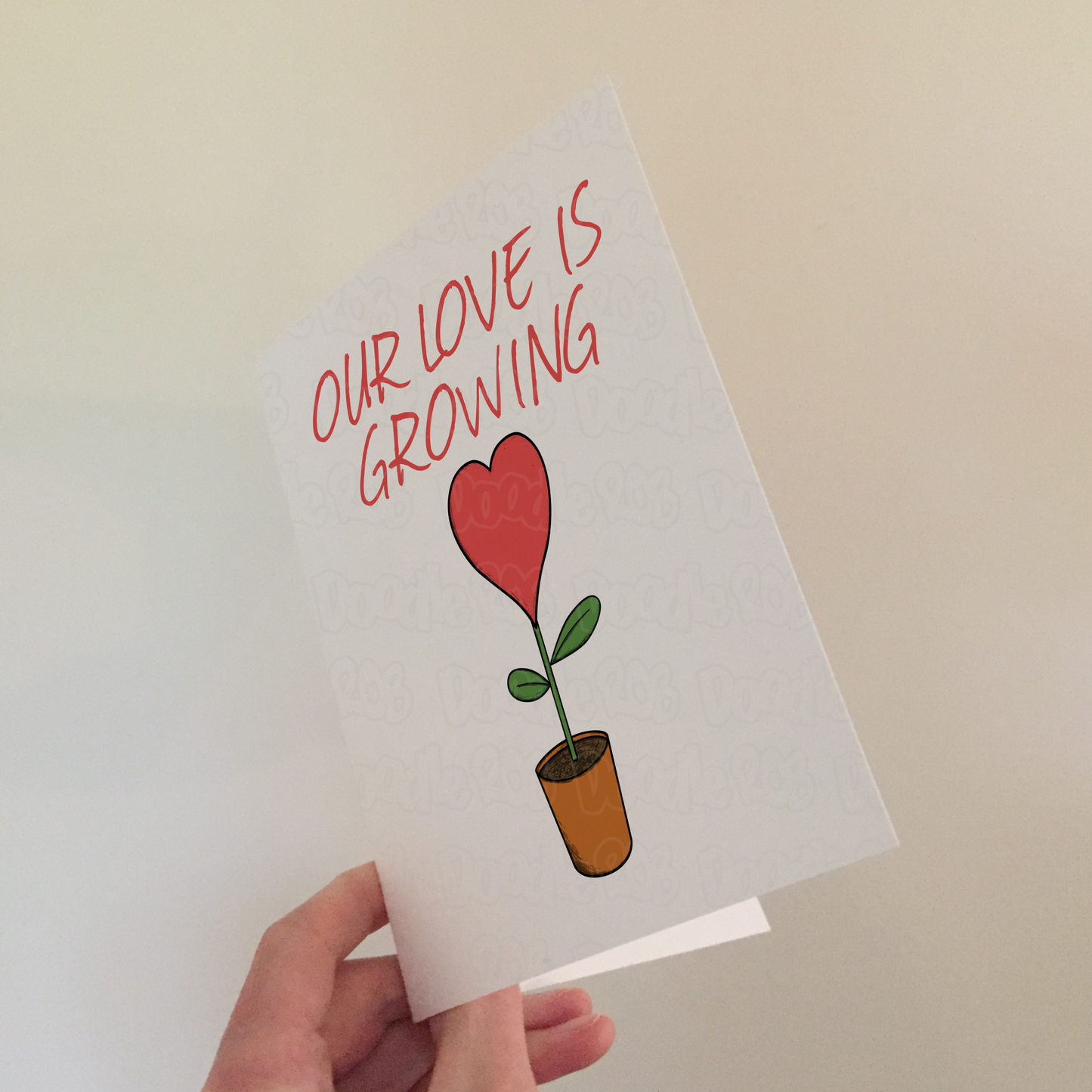 Romantic Gardening Greeting Card - Our Love Is Growing - Gardener Valentines Anniversary Card